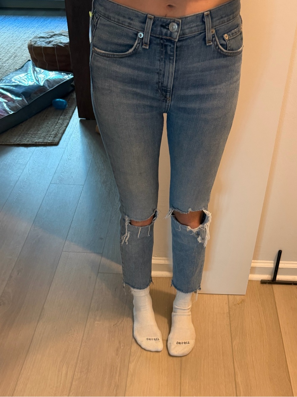 rag & bone Light Blue Ripped Skinny Jeans